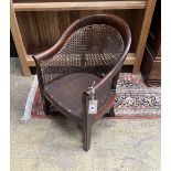 A Regency caned mahogany tub framed child's chair, width 38cm, height 58cm