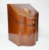 A 19th century inlaid mahogany knife box
