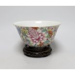 A Chinese 'Thousand Flower' enamelled porcelain bowl, Qianlong mark, early 20th century on