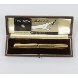 An engine turned 18ct gold overlaid Parker 61 fountain pen, in original box