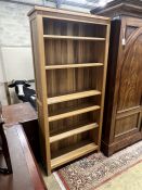 A contemporary ash open bookcase, width 96cm, depth 31cm, height 201cm