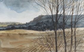 Robert Tavener (1920-2004), watercolour, 'Autumn Downs and ploughed field', signed, 39 x 24cm