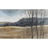 Robert Tavener (1920-2004), watercolour, 'Autumn Downs and ploughed field', signed, 39 x 24cm