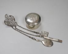 An Edwardian silver trinket jar, with Cooden Beach Golf Club 1918 inscription, 6.5cm, 71 grams and