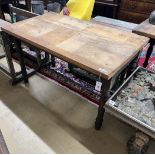 A rectangular Victorian style pine kitchen table, width 119cm, depth 67cm, height 75cm