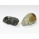 Two Chinese jade figures of a bixi and a horned tortoise, the largest 7.5cm wide