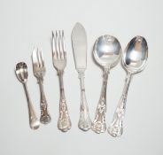 An eight place silver plated cutlery set