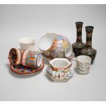 A group of various Japanese ceramics to include kutani and egg shell teawares, a Chinese crackle