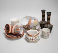 A group of various Japanese ceramics to include kutani and egg shell teawares, a Chinese crackle