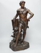 A classical spelter figure 'Genie du Travail', 60cm high