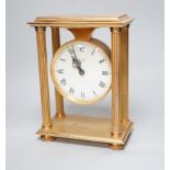 Imhof Swiss brass mantel clock with two train movement, striking on a bell, 24cm high