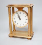 Imhof Swiss brass mantel clock with two train movement, striking on a bell, 24cm high