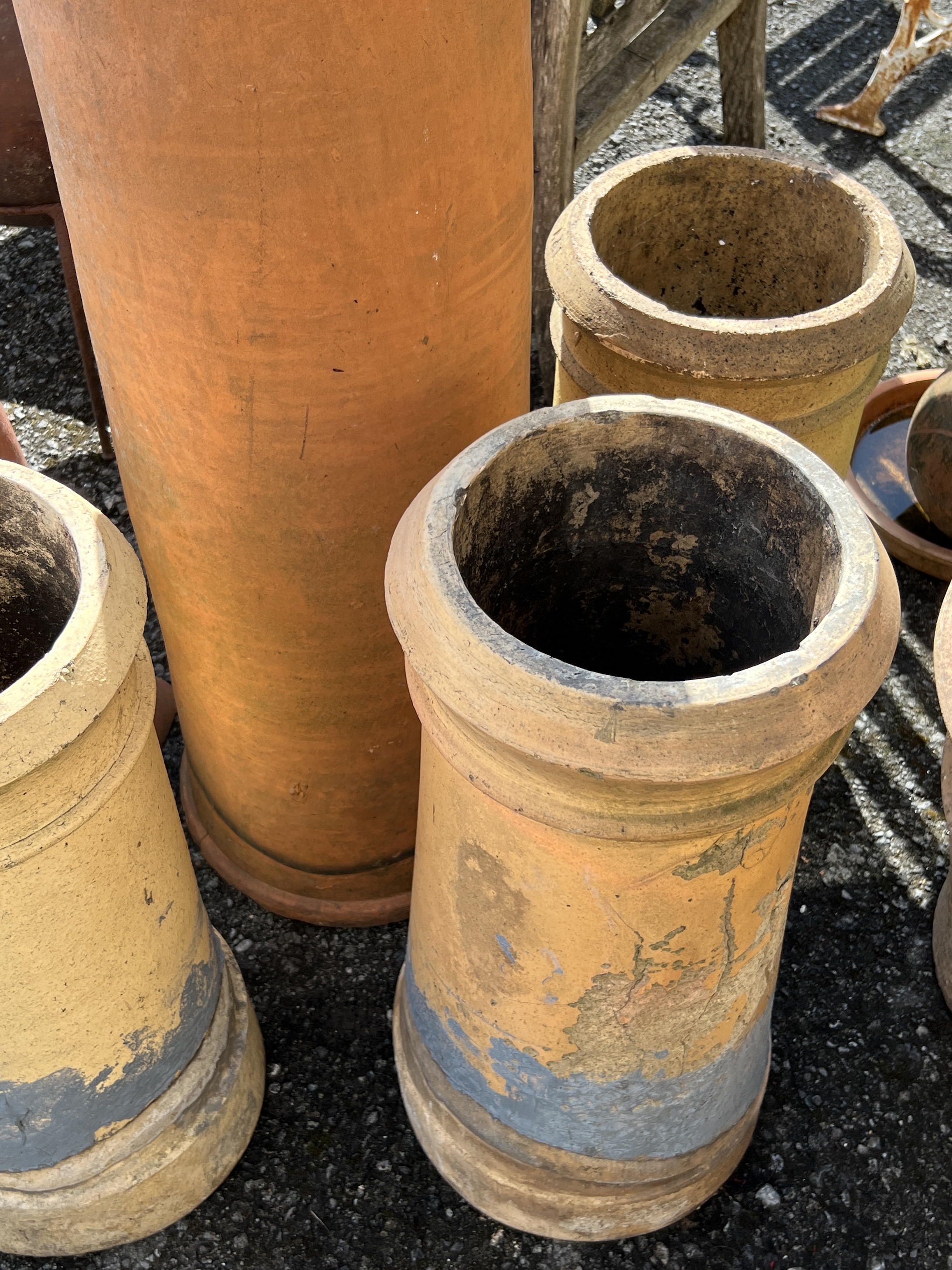 Five terracotta and earthenware chimney pots, largest height 154cm - Image 2 of 3