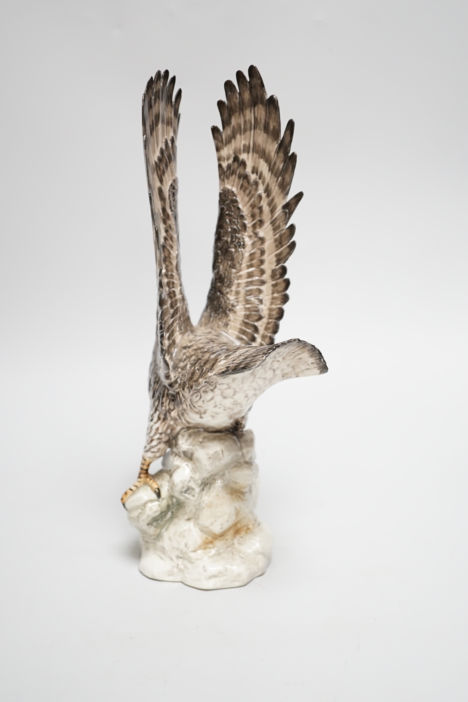 A Spanish porcelain falcon, with ‘PM’ mark to base and ‘Syra P. Garcia 43 Barcelona’ applied - Image 4 of 5