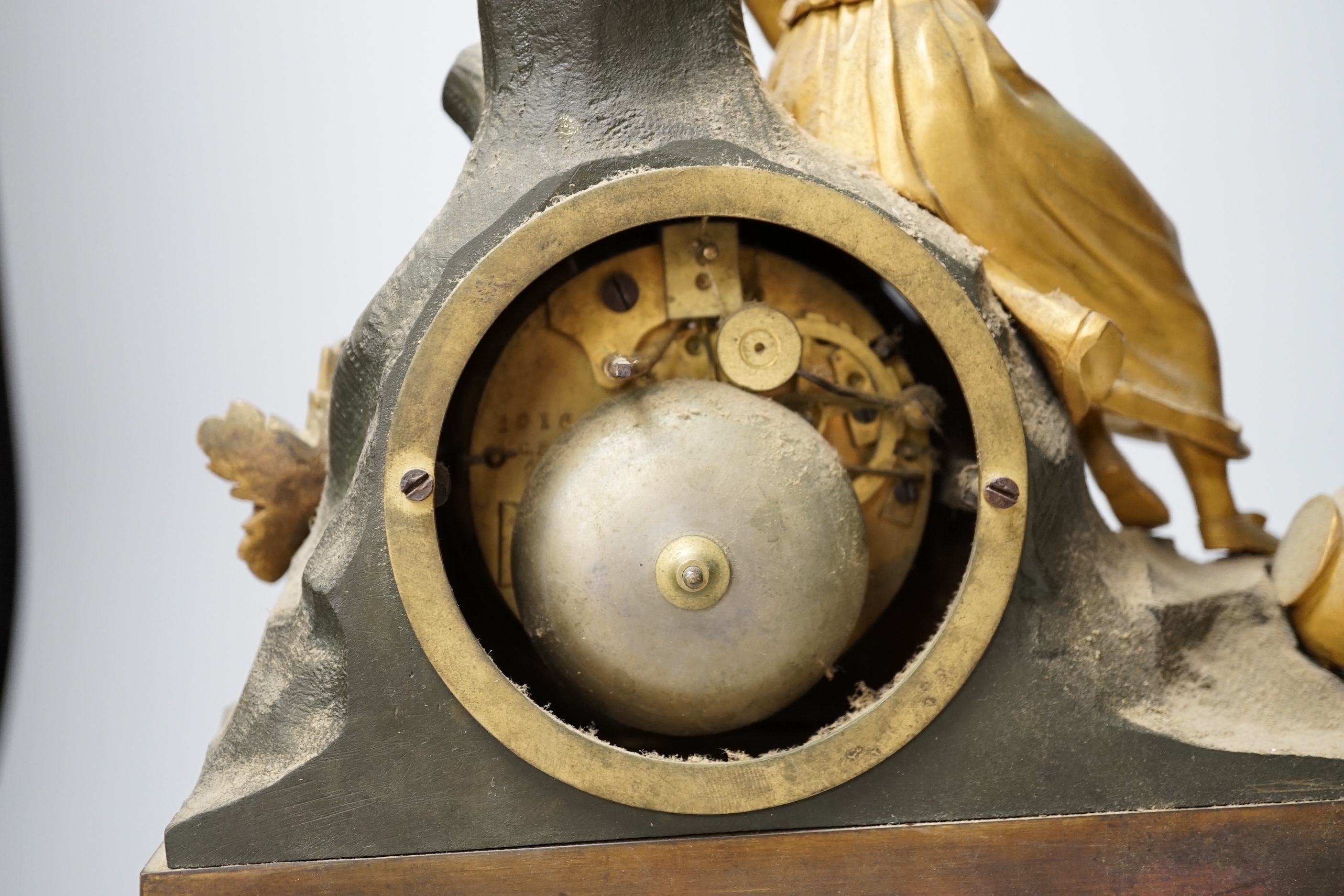 A 19th century French ormolu figural mantel clock, 37cm - Image 5 of 6