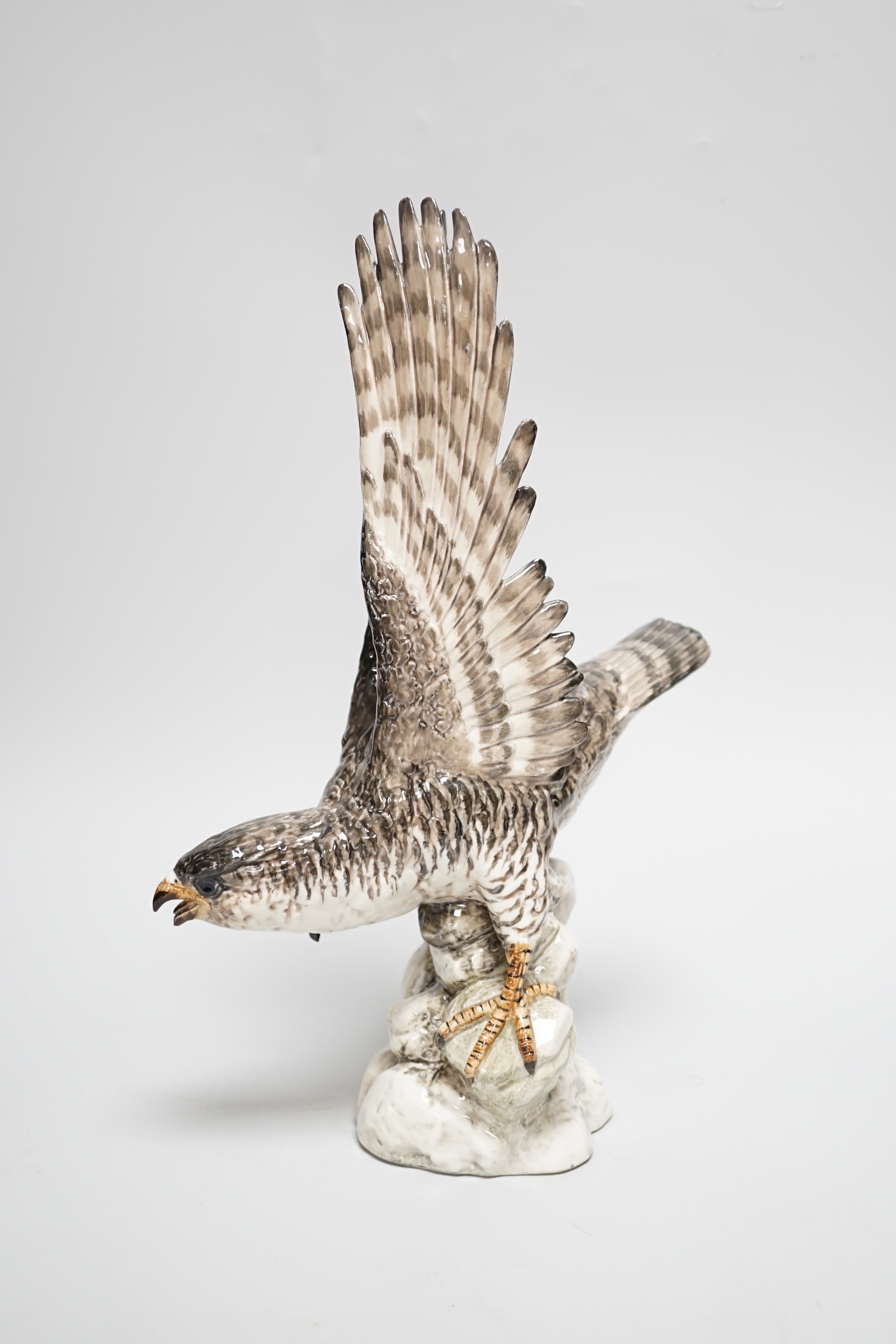 A Spanish porcelain falcon, with ‘PM’ mark to base and ‘Syra P. Garcia 43 Barcelona’ applied - Image 3 of 5