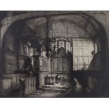 Francis Sydney Unwin (1885-1925), etching, Church interior, signed in pencil, 22 x 18cm