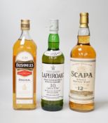 Seventeen bottles of mixed Irish and Scotch whiskies including Laphroaig, Bushmills, Glenfiddich