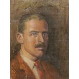 W. E. Flurt, oil on canvas, Head and shoulders portrait of a gentleman, indistinct stamp verso,