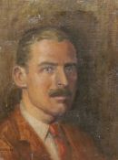 W. E. Flurt, oil on canvas, Head and shoulders portrait of a gentleman, indistinct stamp verso,