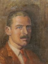 W. E. Flurt, oil on canvas, Head and shoulders portrait of a gentleman, indistinct stamp verso,