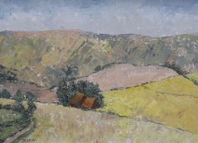 Barr, Impasto oil on board, country view and downs, signed, 54cm x 39cm