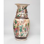 A Chinese crackleglaze famille rose 'Warriors' vase, early 20th century, 44cm