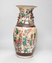 A Chinese crackleglaze famille rose 'Warriors' vase, early 20th century, 44cm