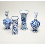 Four Chinese Kangxi period blue and white small vases, tallest 16cm high