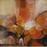Contemporary impasto oil on canvas, Abstract composition in orange, indistinctly signed and dated