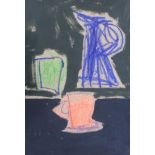 Modernist School (possibly French), mixed media, Still life of vessels, A Grezy, Bordeaux label