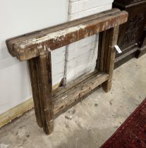 A pair of 19th century pine trestle bases, width 86cm, height 78cm