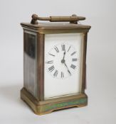 A brass carriage clock, 15cm