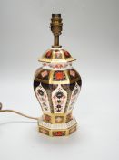 A Royal Crown Derby Imari pattern table lamp, pattern 1128, 32cm total height