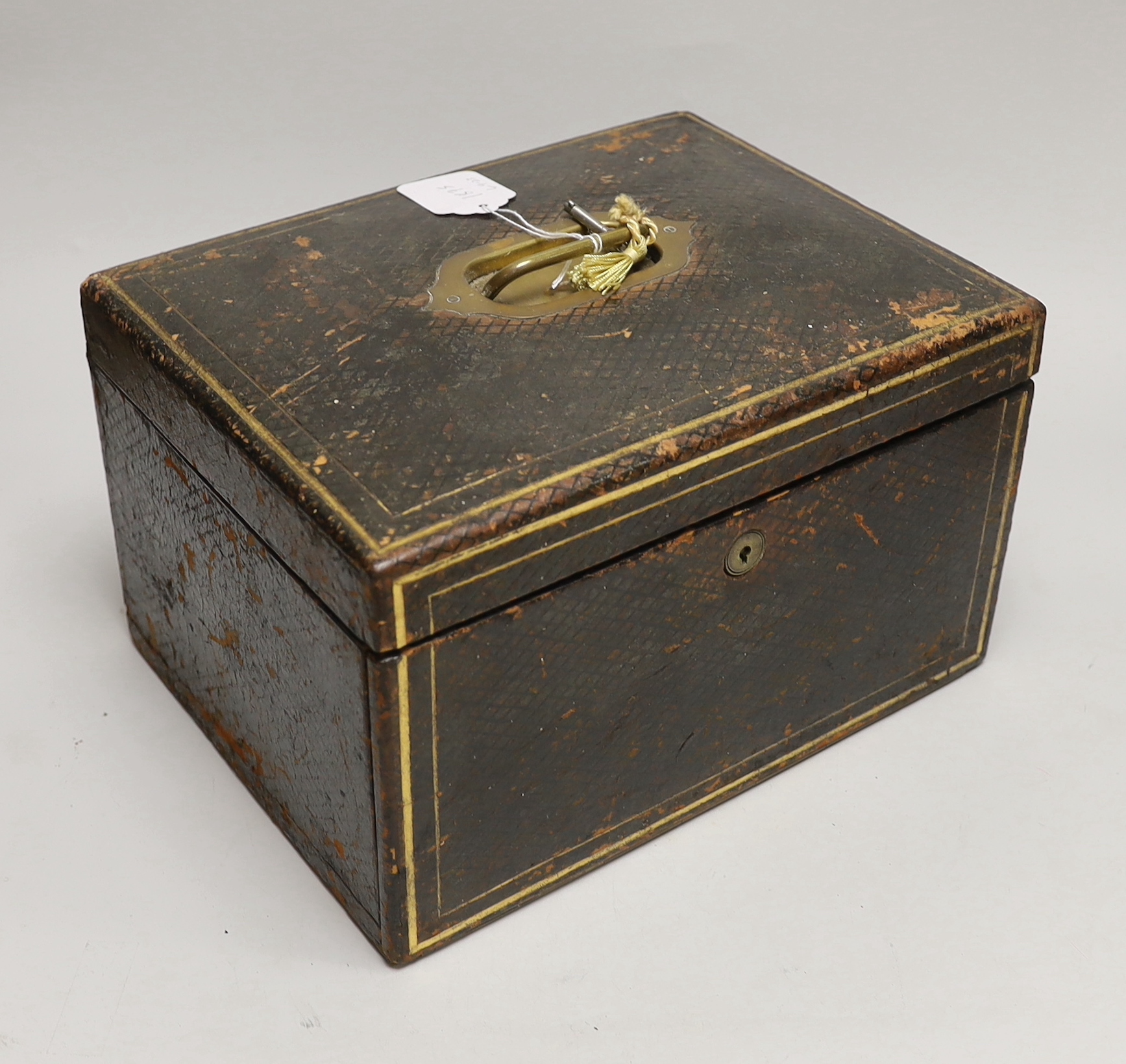 A Victorian Moroccan leather jewellery box, width 30.8cm. - Image 3 of 3