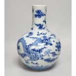 A Chinese blue and white ‘Dragon’ vase, tianqiuping, Qianlong mark but 19th century, 34cm Provenance