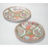 Two 19th century Chinese Canton export famille rose dishes, widest 28cm