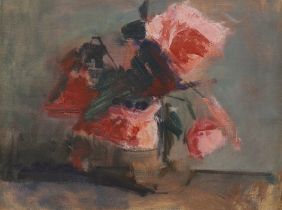 Barbara Robinson (b.1928), Impressionist oil on canvas, Still life of roses, monogrammed, 39 x 29cm