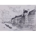 Leslie Grimes (1897-1983), charcoal drawing, 'The London County Hall', signed, various