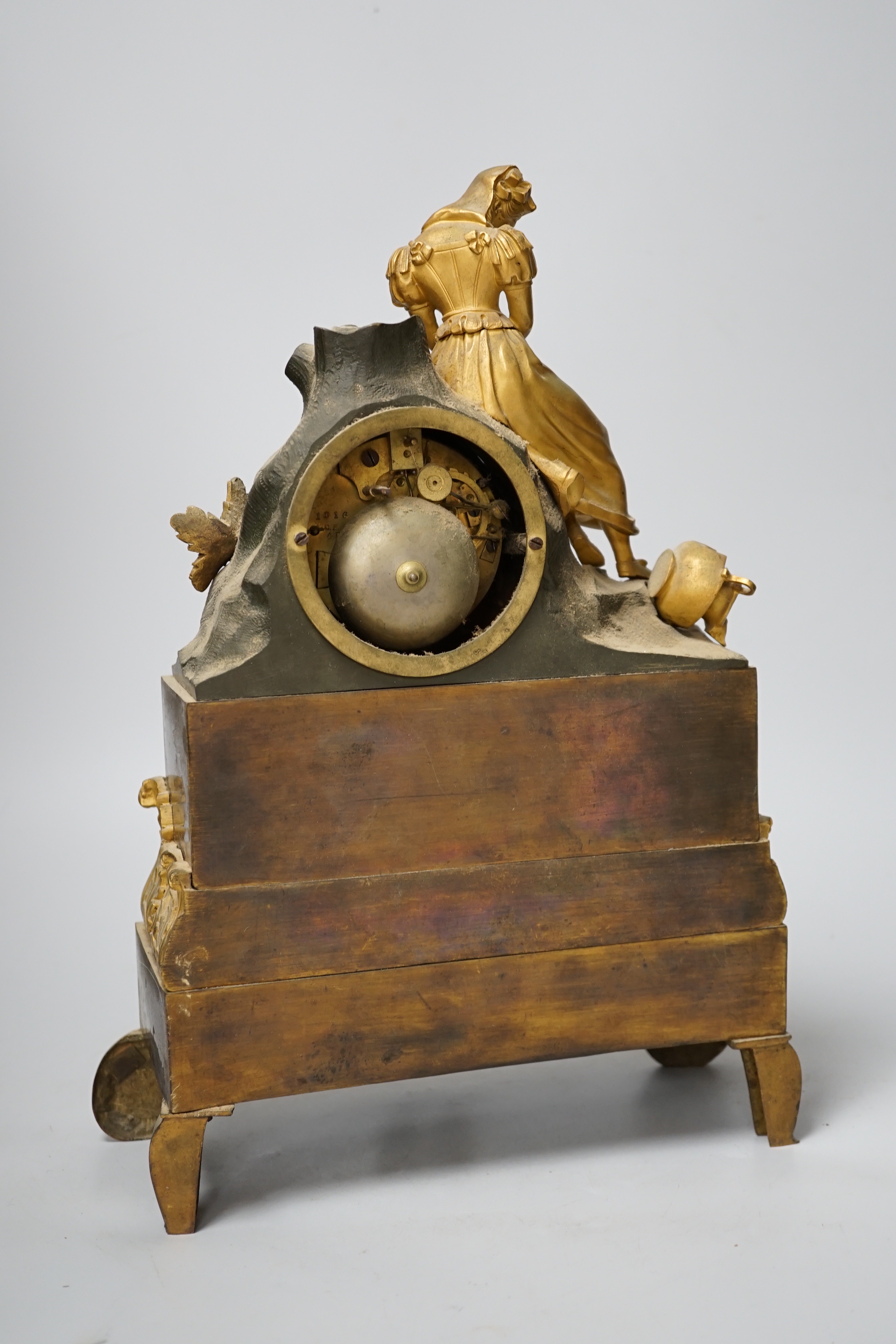 A 19th century French ormolu figural mantel clock, 37cm - Image 6 of 6