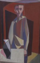 Graham, 20th century Cubist School, oil on canvas, Abstract standing figure, 59 x 39cm