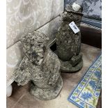 Two reconstituted stone garden ornaments, larger height 44cm