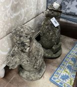 Two reconstituted stone garden ornaments, larger height 44cm