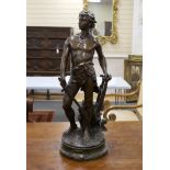 After Adrien Etienne Gaudez (French:1884-1902), bronze, 'Devoir', 76cm high