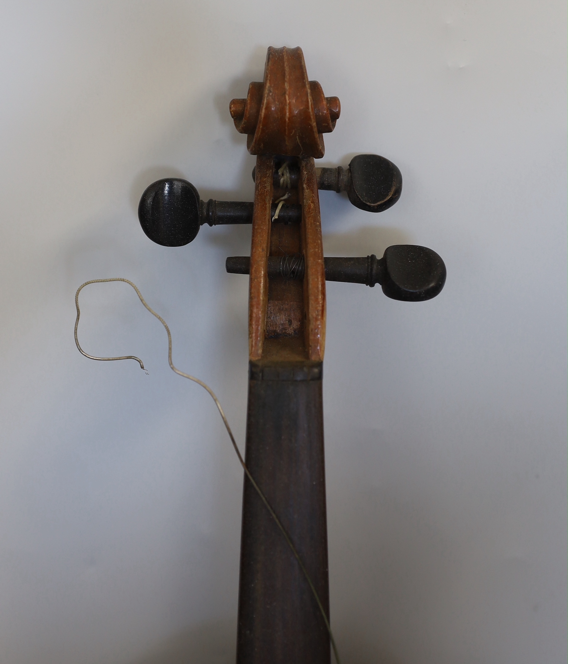 A full sized German violin and case, violin 60cm long - Image 2 of 13