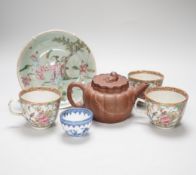 Chinese and Japanese ceramics, including Canton cups and blue and white teabowl, seven various