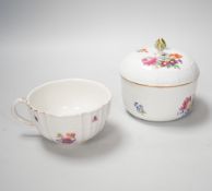 Five late 19th century Meissen breakfast cups and a sugar bowl and cover