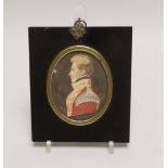A 19th century framed miniature of Lieutenant Bruce Boswell, watercolour on paper, 8.5 x 6.5cm