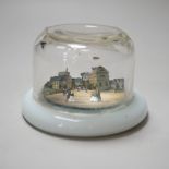 An unusual 19th century Continental diorama cut card glass cased paperweight, 6cm high