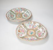 Two 19th century Chinese Canton export famille rose dishes, widest 27.5cm